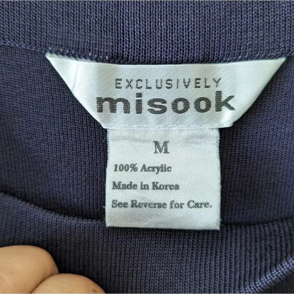Exclusively Misook Classic Knit Silky Pull-On Pants Blue Purple Side Slit - Picture 6 of 10